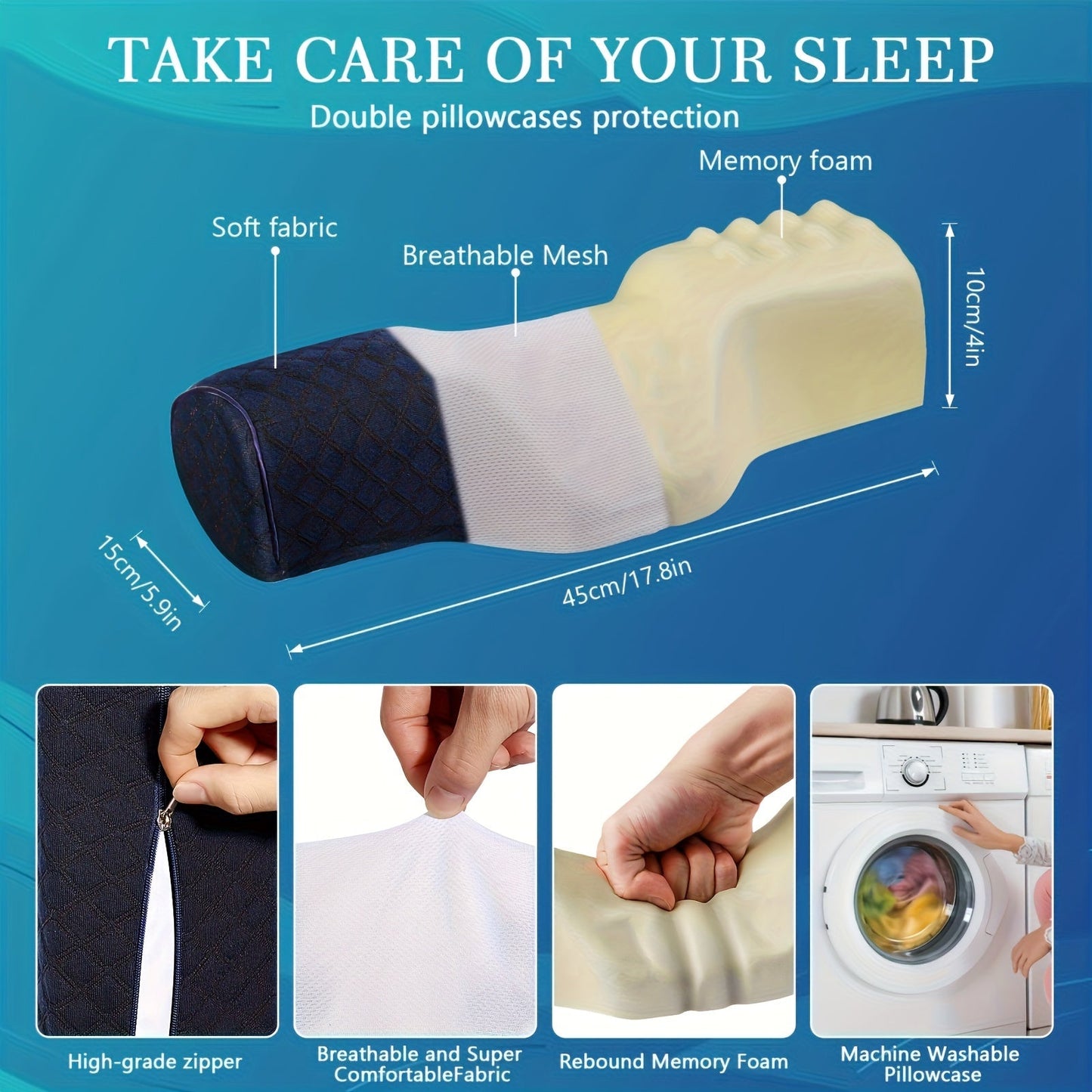 Cervical Memory Foam Neck Pillow - Relieve Neck Pain & Sleep Better
